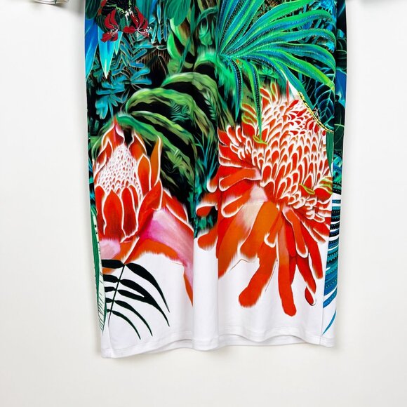 Roberto Cavalli Tropical Floral & Animal Print Midi Dress Cocktail Party Beach - Picture 5 of 13